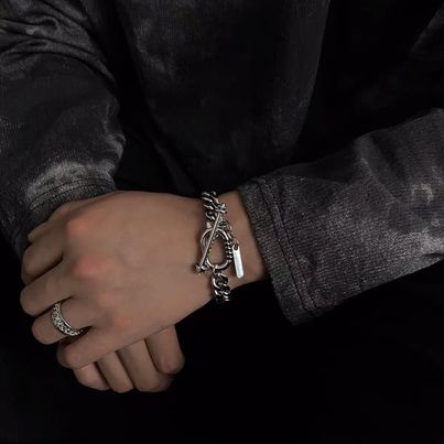 Lắc Tay Cuban Nam OT Streetwear Hiphop Merin Accessories Màu Bạc Bản To Khóa Cài - Vòng Nam Thép Titan Không Gỉ- Vòng OT