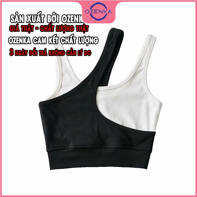 Áo ba lỗ nữ sát nách croptop OZENKA , áo thun không tay 2 lớp cải màu ôm body gợi cảm chất thun gân 100% cotton đen be