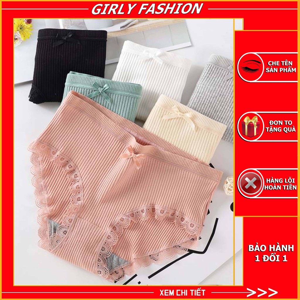 [Mã WAMT2405 giảm 10K đơn 0K] Quần Lót Nữ Cotton tăm tre y tế kháng khuẩn sexy viền ren đính nơ xinh