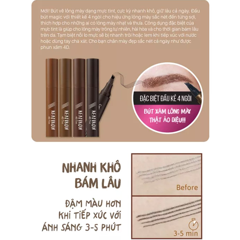 Bút vẽ chân mày Cathy Doll Realbrow 4D Tint