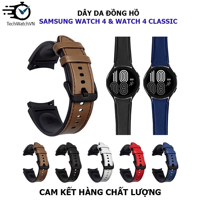 Dây đeo bằng da và silicon cho đồng hồ thông minh Samsung Watch 4, Watch 4 Classic