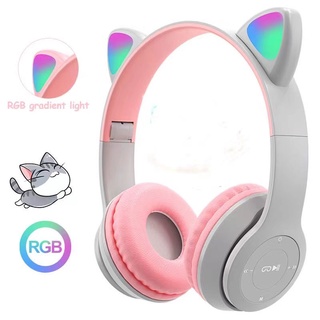 Tai Nghe Bluetooth chụp tai - Tai nghe Mèo chụp tai có mic,Led hỗ trợ học online