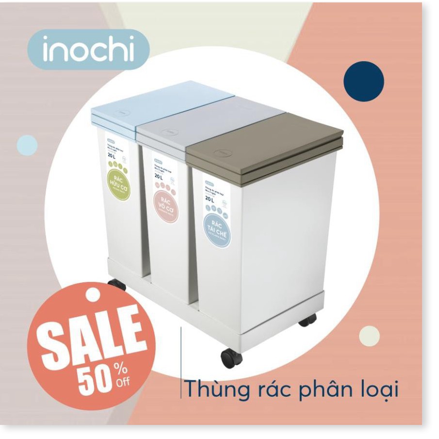 Thùng rác thông minh HIRO INOCHI 3 Ngăn bấm nút tự động mở nắp phân loại rác cho phòng khách, phòng ngủ,vệ sinh RAPL.003