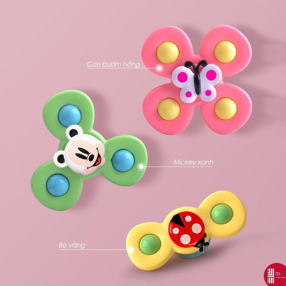 [ COMBO 3 ] Con Quay Gắn Hít Chân Không - Chong Chóng Gắn Tường Đồ Chơi Spinner Cho Bé