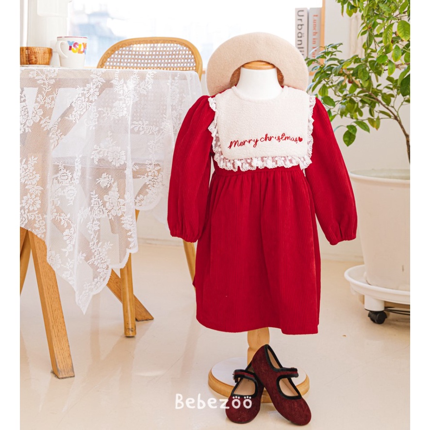 Váy bé gái Hàn Quốc Bebezoo dài tay _ Red Merry Christmas