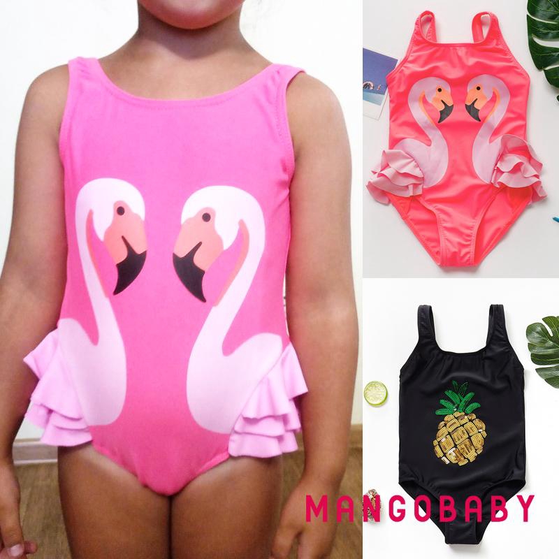 ♬MG♪-Baby Girls  Cute Round Neck One Piece Swimsuits