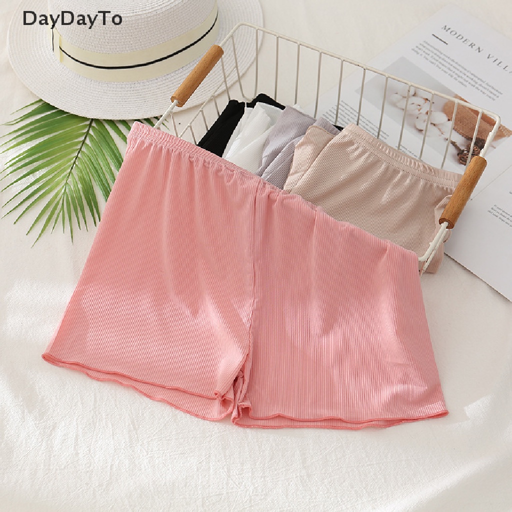 Daydoyto Quần Lót Ngắn Viền Lượn Sóng Mặc Ở Nhà / Tiệc Tùng Ngoài Trời Màu Trắng / Đen / Hồng Kẻ Sọc Gợn Sóng An Toàn Cho Nữ