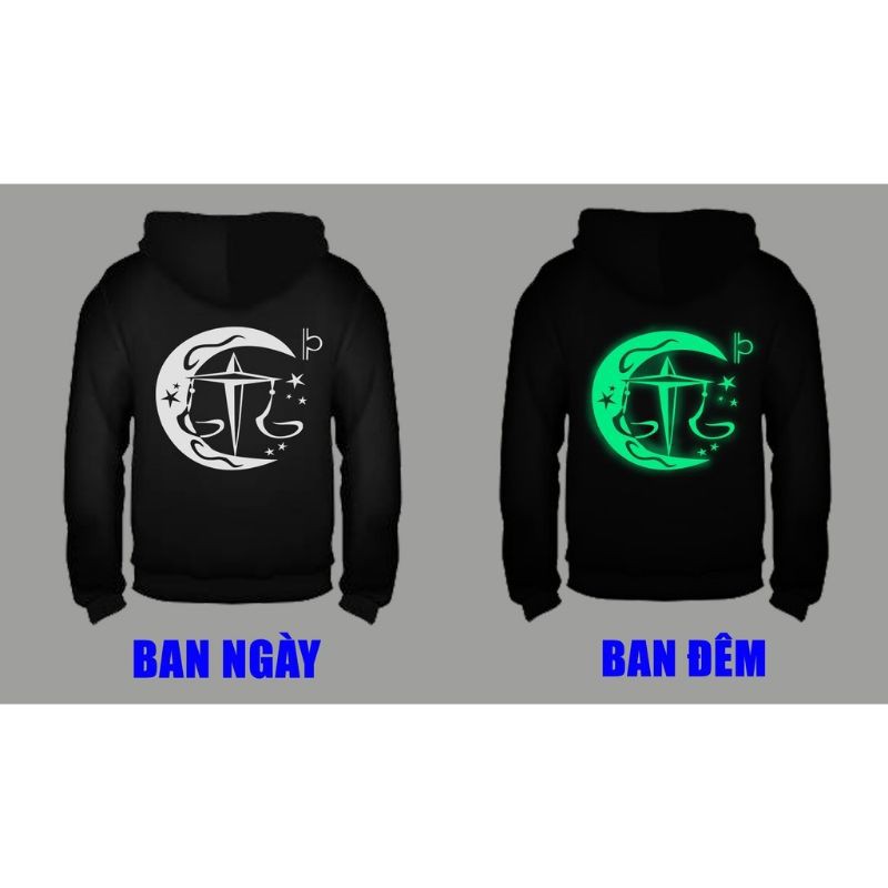 Áo Hoodie Dạ Quang phát sáng trong bóng tối màu XANH LÁ Cung Hoàng Đạo