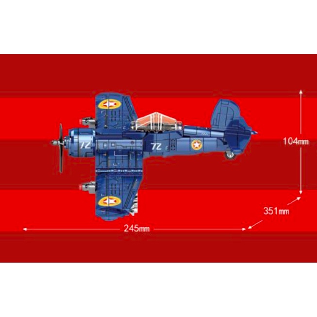Set 440 Mô Hình Máy Bay Chiến Đấu MOC WW2 F4U Corsair Mới