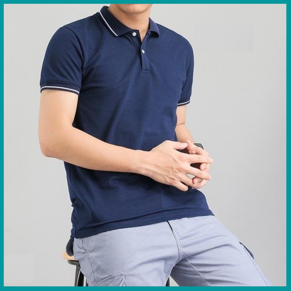 Áo phông nam Ikemen ngắn tay cổ bẻ phối viền cao cấp : Kiểu dáng Hàn Quốc chất liệu cotton , co giãn 4 chiều(APKV)