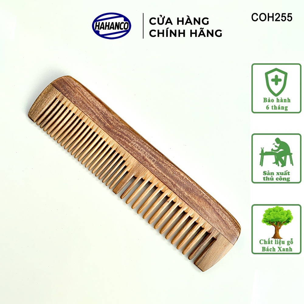Lược Gỗ Thơm HAHANCO Ghép Răng Bằng Đầu (Size:M-16cm) 2 Loại Răng Tiện Dụng- COH255
