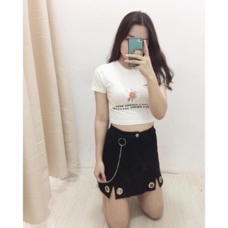 ÁO CROPTOP THÊU HOA CÚC (kèm ảnh thật)