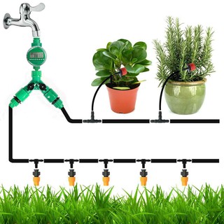 Bộ tưới cây tự động kết hợp tưới nhỏ giọt, tưới phun sương, tưới phun mưa bao gồm hẹn giờ và 32 đầu béc tưới cây