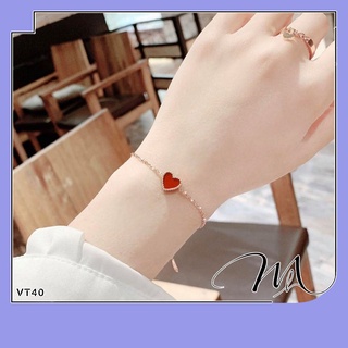 Lắc tay nữ Titan mặt trái tim hai mặt đen đỏ đơn giản - Măng’s House VT40