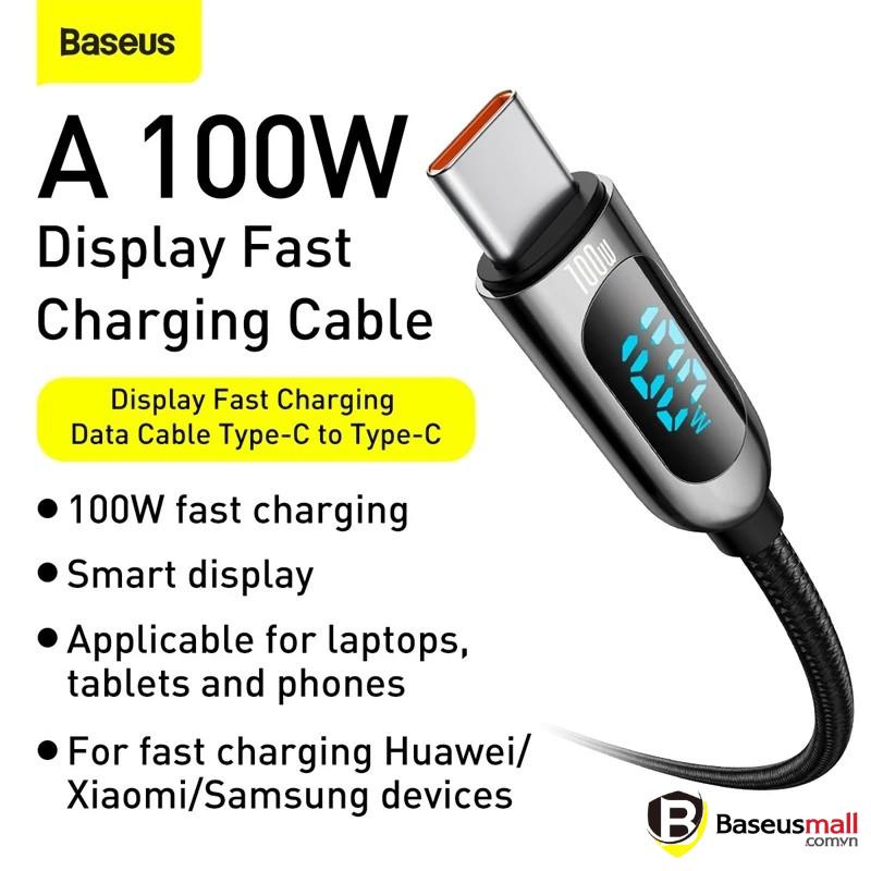 Baseus -BaseusMall VN Cáp sạc nhanh C to C 100W Baseus Display Fast Charging Data Cable