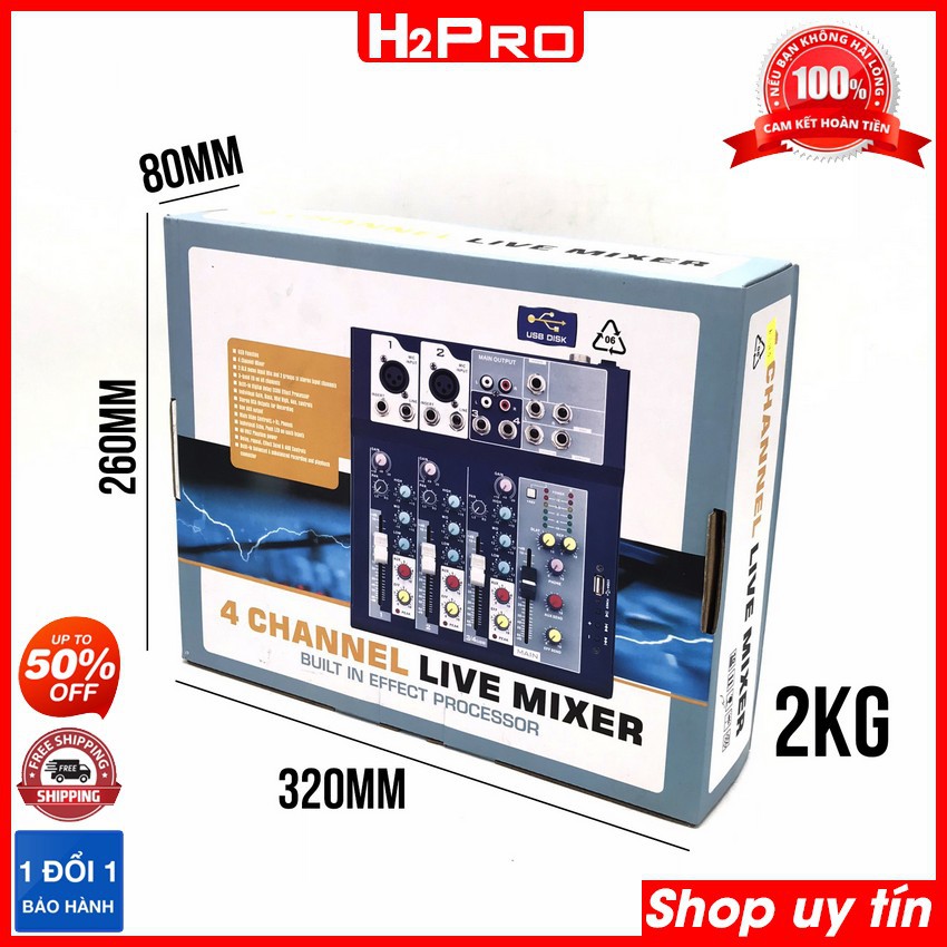 Mixer Yamaha F4-USB H2Pro Bluetooth-4 Kênh, bộ trộn âm thanh Mixer F4 Bluetooth chất lượng cao