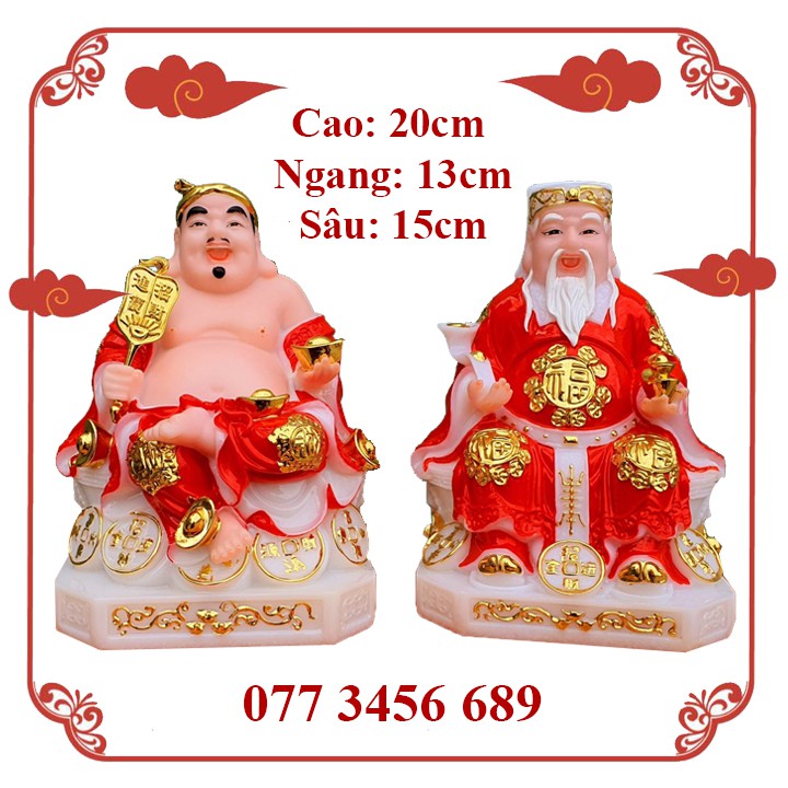 Tượng Thần Tài Thổ Địa Đá Cao Cấp Màu Đỏ Cao 20cm