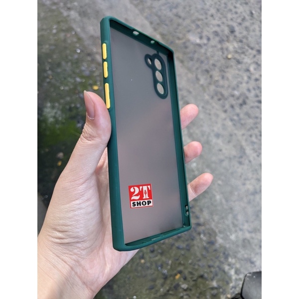 ỐP LƯNG CHỐNG SỐC GALAXY NOTE 10/ NOTE 10 PLUS LƯNG MECA ĐEN NHÁM, VIỀN MÀU CAO SU