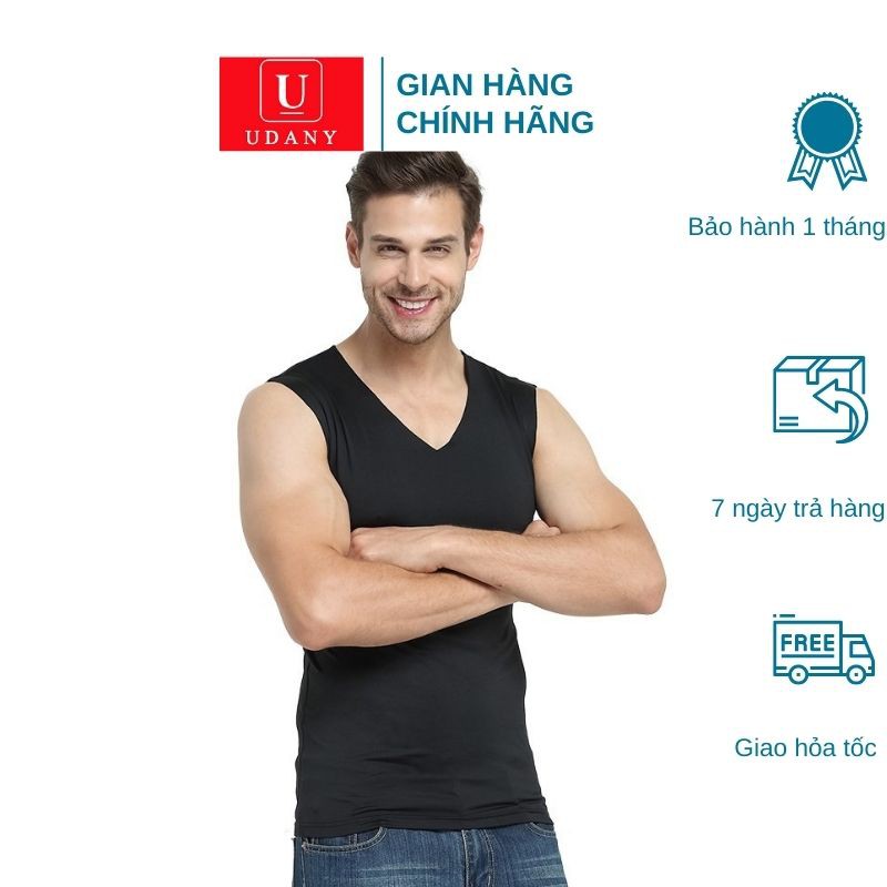 Áo ba lỗ nam Udany chất liệu cotton trơn không đường may co giãn tập luyện thể thao gym thoải mái