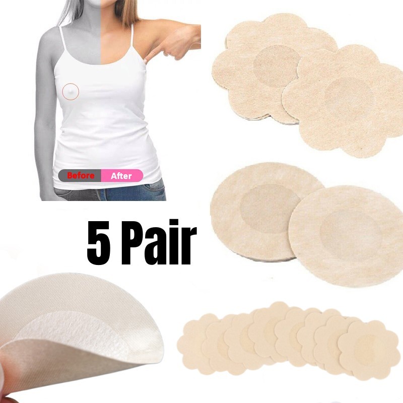 Set 5 Cặp Miếng Dán Ngực Tàng Hình Siêu Mỏng Thoáng Khí Chống Thấm Nước Không Để Lại Dấu Vết Chất Liệu Không Dệt Dùng Một Lần