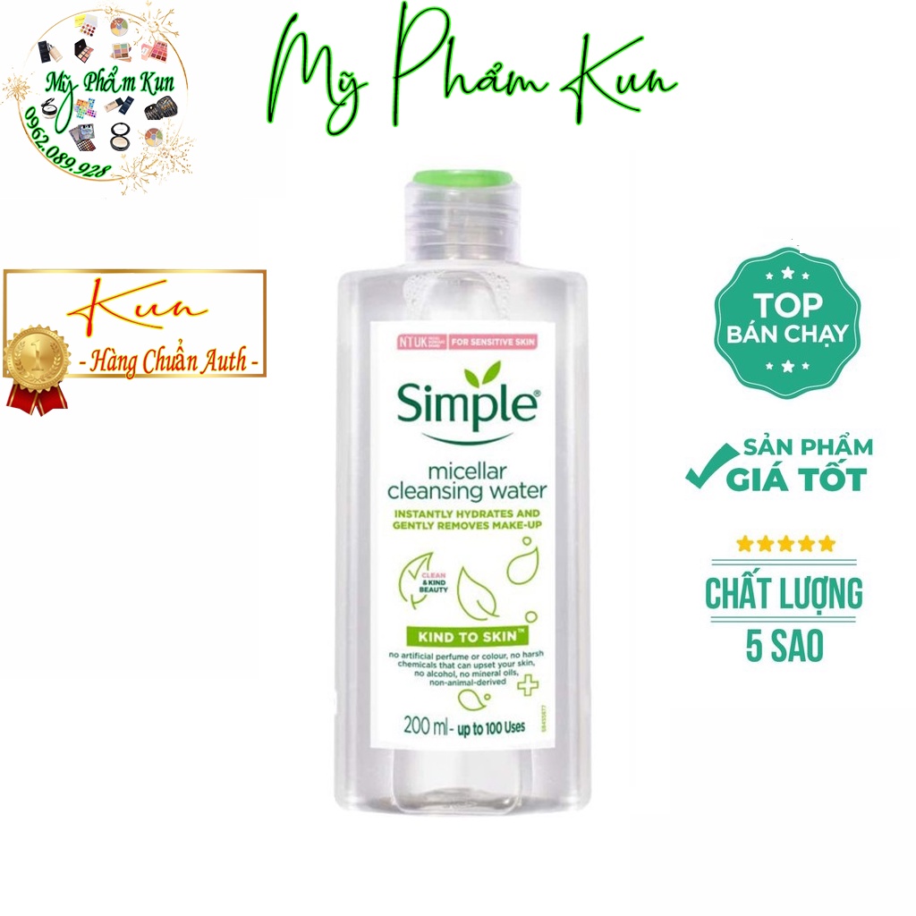 Nước Tẩy Trang Dịu Nhẹ Simple Kind to Skin Micellar Cleansing Water 200ml