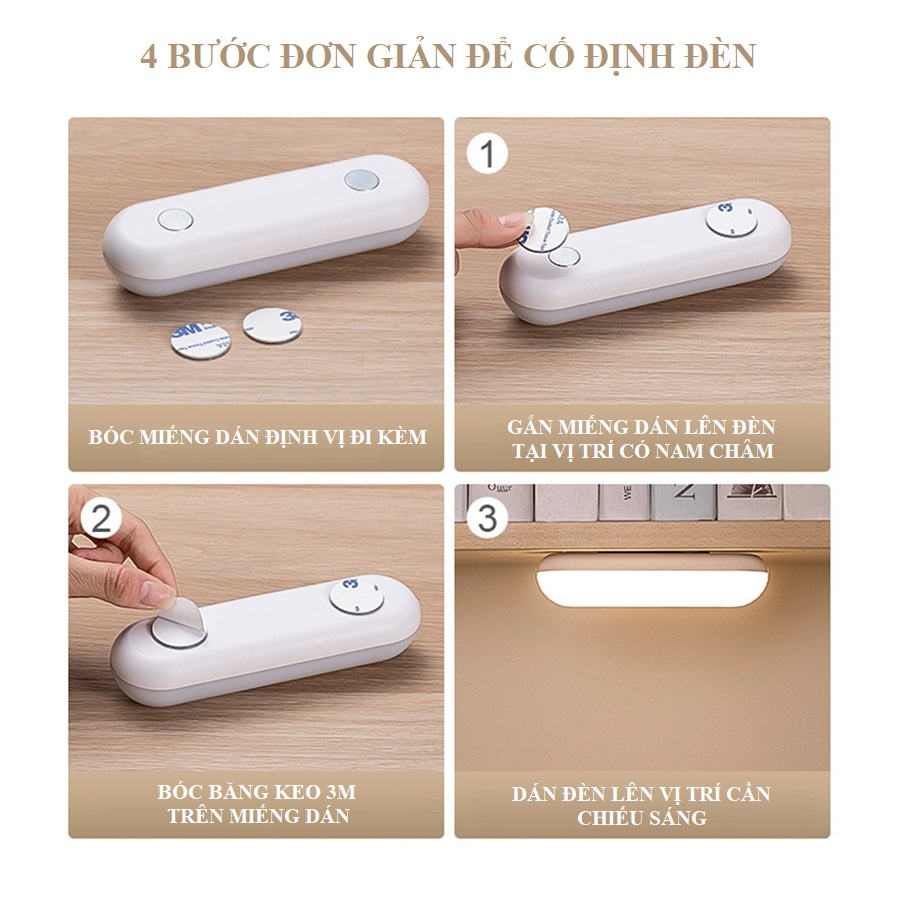Đèn LED Sạc Điện Đọc Sách Dán Tường Học Bài, Để Đầu Giường, Điều Chỉnh Cảm Ứng, Có Thêm Mang Theo Di Động