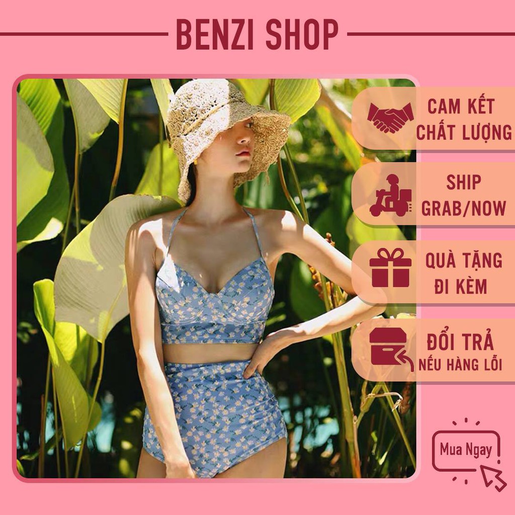[Quà tặng gói xả vải] Bikini hoa xanh 2 mảnh quảng châu chất đẹp
