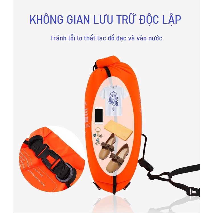 Túi đựng đồ dã ngoại chống nước kiêm phao bơi có quai đeo, túi kháng nước, ba lô chống thấm nước ngoài trời