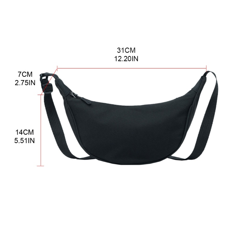 Seng Túi Xách Đeo Vai / Cầm Tay Hình Bán Nguyệt Bằng Nylon Có Khóa Kéo Phong Cách Cổ Điển Cho Nữ