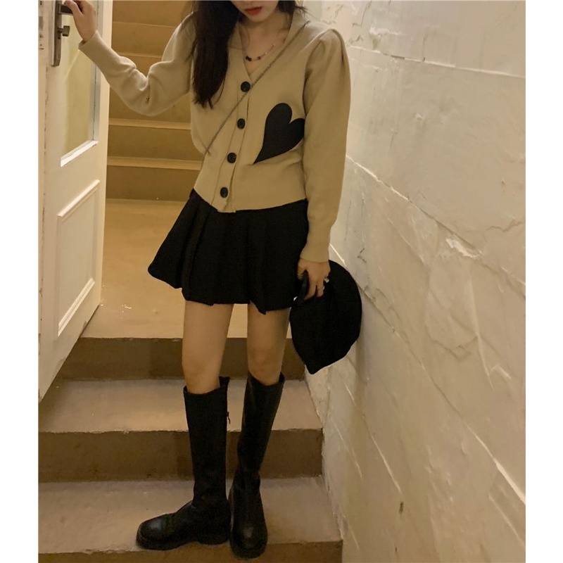 Áo sweater dệt kim tay dài cổ chữ v dáng rộng phong cách thời trang hàn quốc