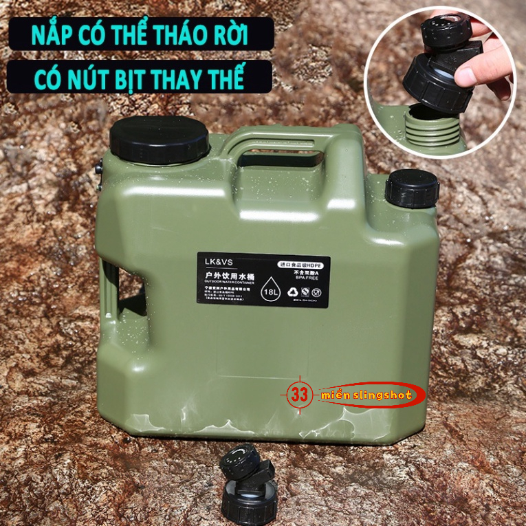 Bình đựng nước cắm trại du lịch dã ngoại di động ngoài trời, có van khóa, có vòi nối dài tiện lợi - DCP9