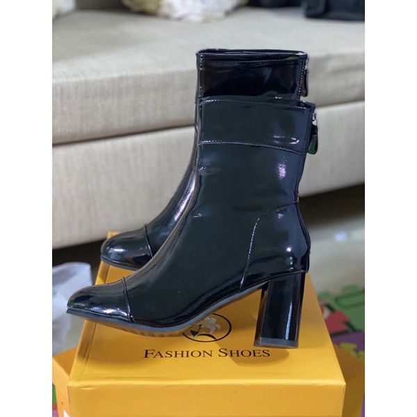 Boot nữ cao cổ ⚡HÀNG CAO CẤP ⚡Giày boot da bóng gót vuông, chất da siêu mềm không lo tróc dễ vệ sinh (Fullbox) | BigBuy360 - bigbuy360.vn