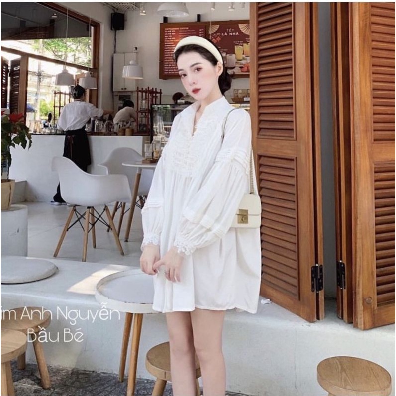 Váy đũi babydoll tay viền ren