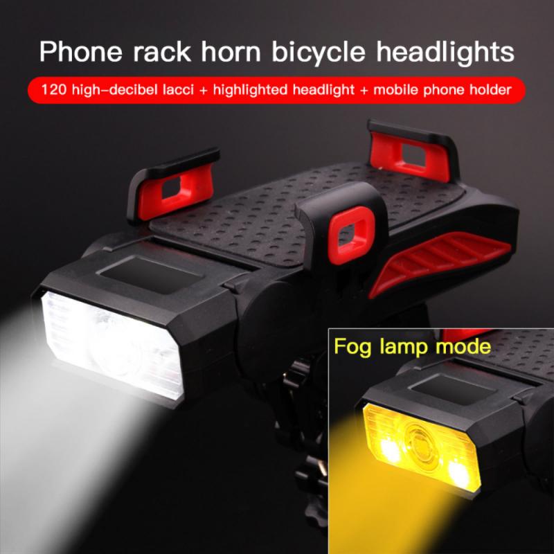Đèn pha xe đạp 4in1 4000mah mới Giá đỡ điện thoại cho xe đạp usb có thể sạc lại 5 chế độ 2t6 led chiếu sáng cao chùm với còi 120db