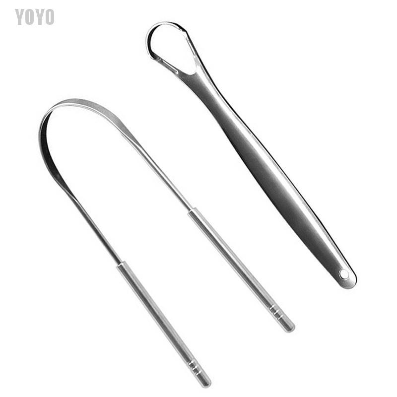 [Hàng mới về] Set 2 dụng cụ cạo lưỡi làm từ thép không gỉ chất lượng cao chuyên nghiệp
