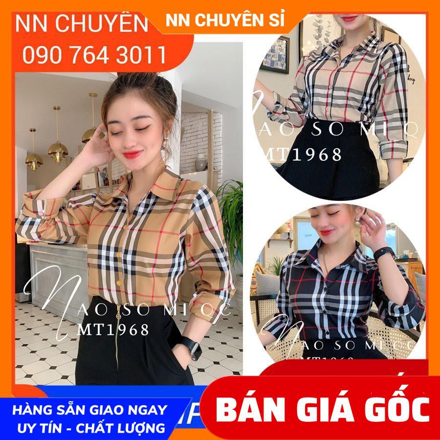 Áo sơ mi bbr nữ sọc kẻ hàng đẹp vải mềm ⚡ Áo sơ mi công sở tay dài ⚡ MT1968