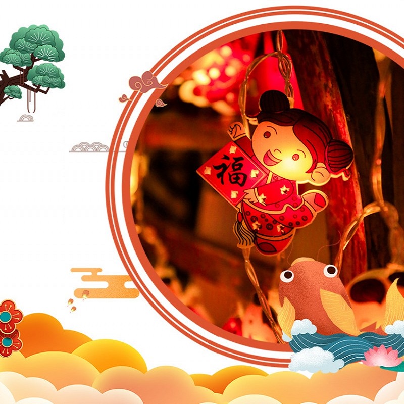 Dây đèn trang trí năm mới thiết kế hoạt hình đáng yêu