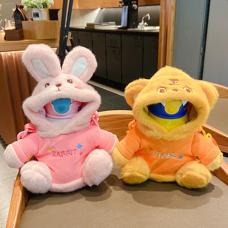 Bình nước giữ nhiệt phong cách gấu hoạt hình có ống hút xinh xắn tùy chọn