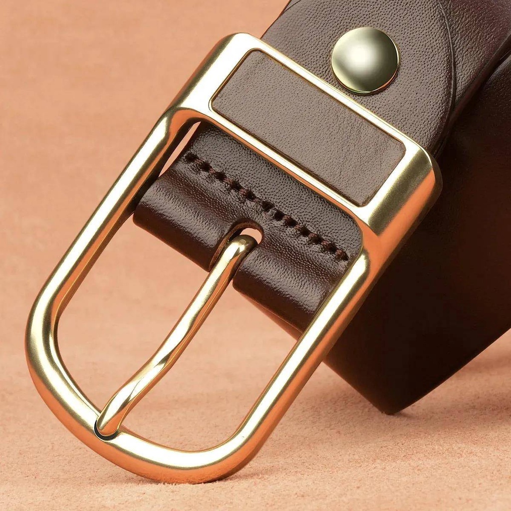 Thắt Lưng Da Bò Thật Khóa Đồng Thời Trang Mới Cho Người Trung Niên