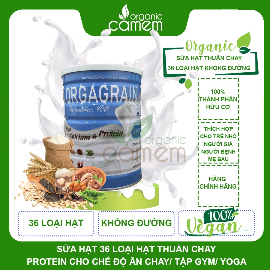 Sữa hạt thuần chay Orgagrain - Bổ sung protein cho người ăn Chay - Sữa hạt 36 loại hạt và ngũ cốc tốt cho tim mạch