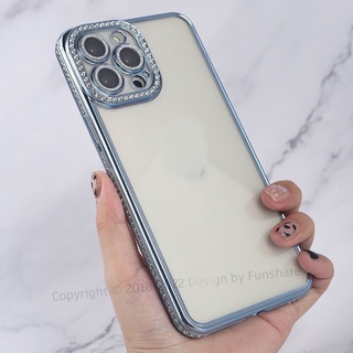 Ốp silcion lưng nhám viền đính đá ip15 pro/ ip15 pro max