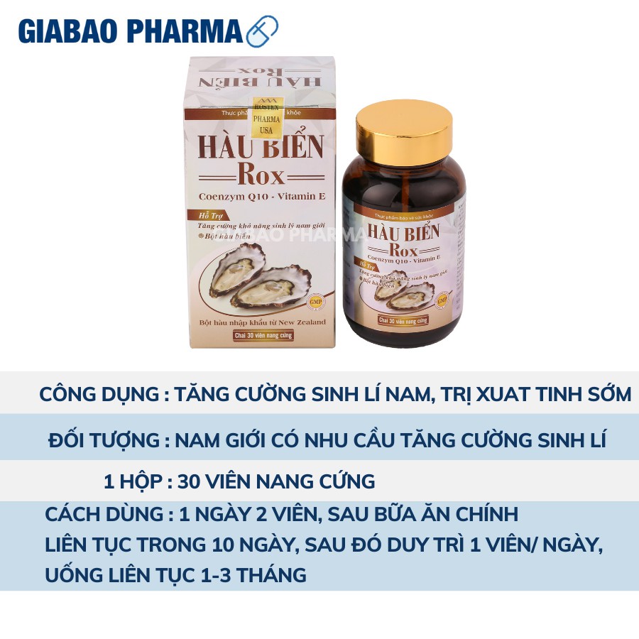 Tinh Chất Hàu Biển Rox tăng cường sinh lý nam,  giảm xuất tinh sớm, Cải Thiện Yếu Sinh Lý