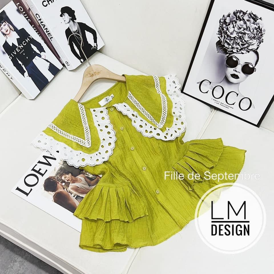 Áo nữ Chất thô đũi mềm mát, áo babydoll cổ phối ren đẹp tiểu thư sang chảnh AN6644