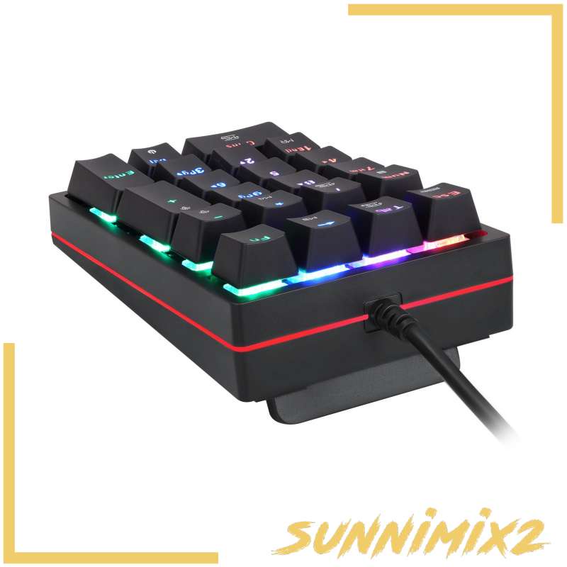 Bàn phím số cơ mini có dây gồm 21 phím ABS màu đen đèn nền RGB nhỏ gọn cho notebook/máy tính bàn chơi game