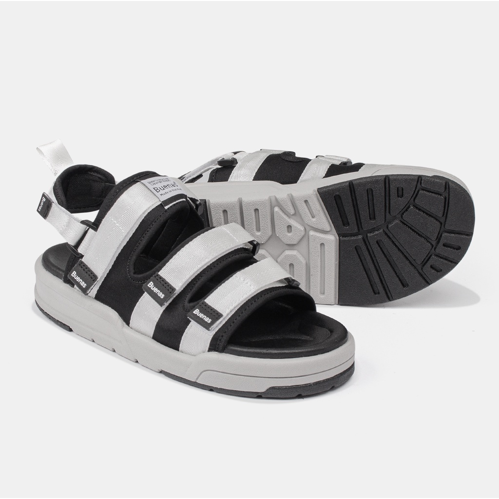 Giày sandal dép nữ nam unisex Buenas SD-6879 quai ngang - xăng đan học sinh đế cao 3 phân chính hãng