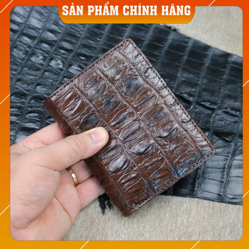 {Xưởng Sản Xuất Bán} Ví Đứng Da Cá Sấu 2 Mặt CW02-02D {Màu Nâu- Vân Đuôi} FADODA SHOP
