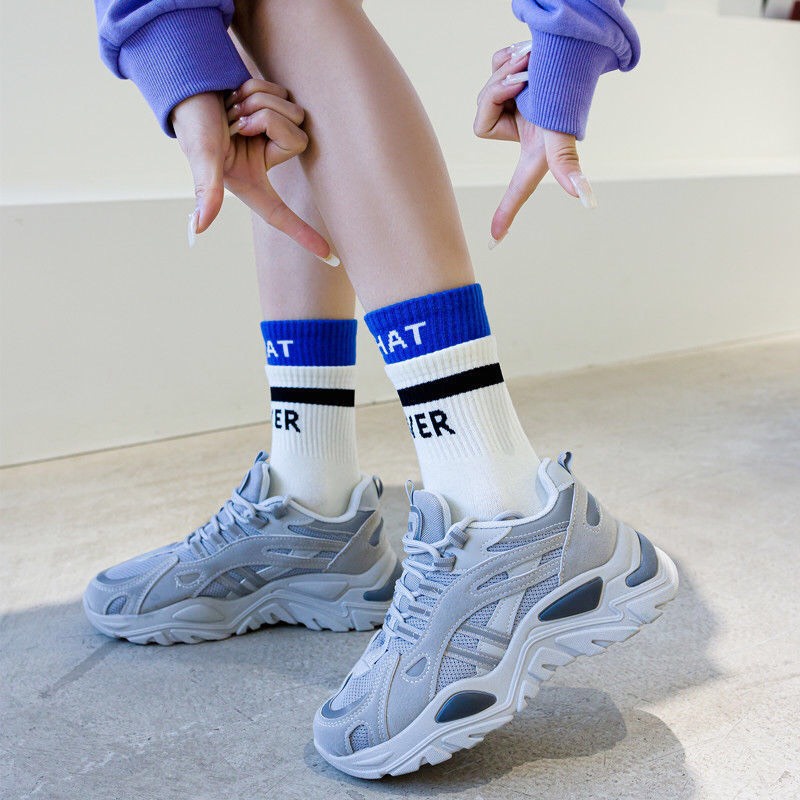 Tất nam nữ cổ cao 5 màu phong cách hàn quốc co dãn thoáng mát chất liệu thấm hút mồ hôi