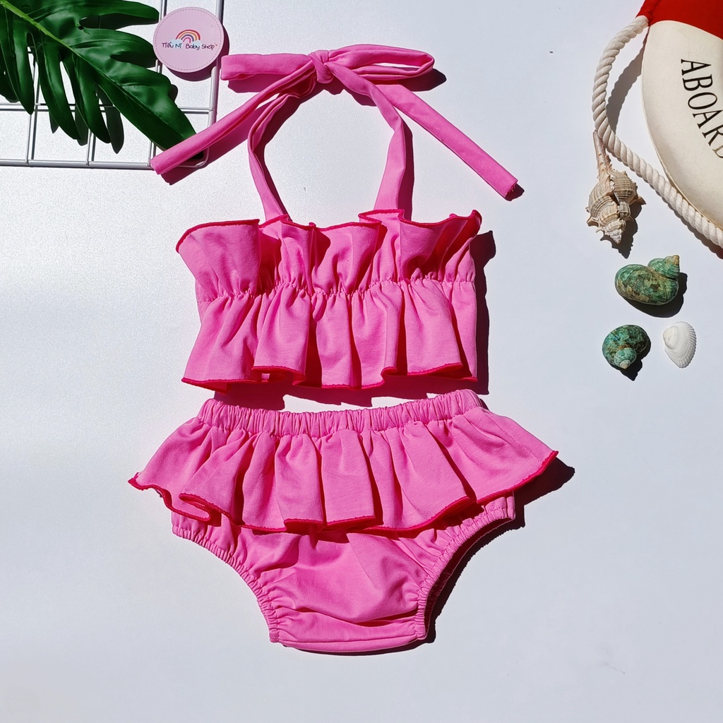 Bikini, đồ bơi, đồ đi biển cho bé gái, bé sơ sinh 3-15kg. Đồ bơi 2 mảnh màu đỏ
