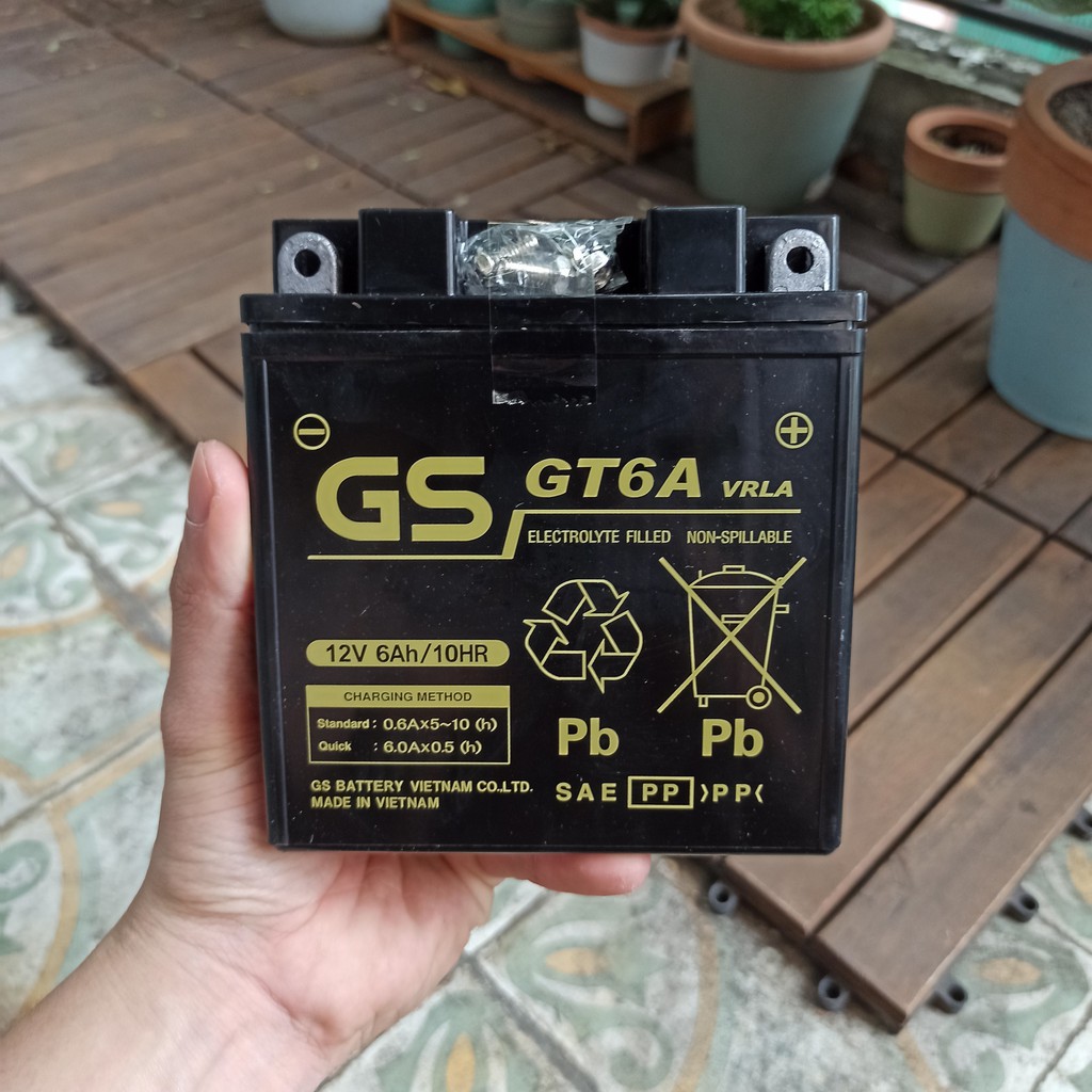 Bình ắc quy xe máy GS GT6A 12V-6Ah xe PCX, Lead mới