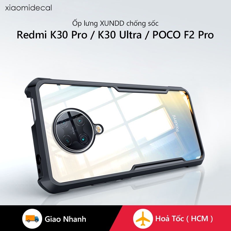Ốp lưng XUNDD Redmi K30 Pro / K30 Ultra / Poco F2 Pro, Mặt lưng trong suốt, Viền TPU, Chống sốc